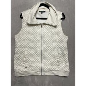 Lauren Ralph Lauren Women's Zip Up Mock Neck Quilted Vest White Ivory Size Large